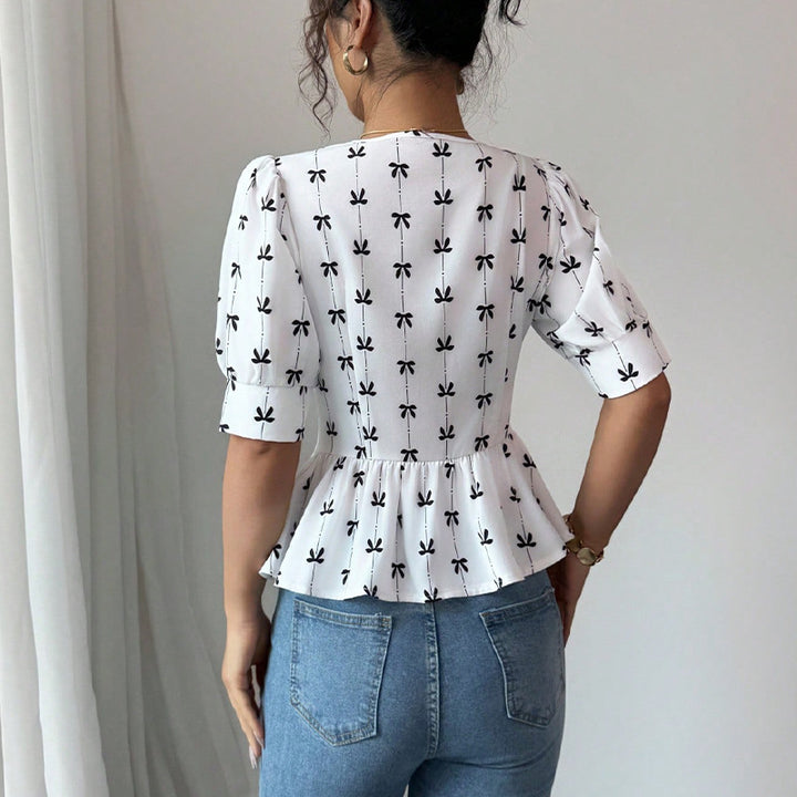 Damen Oberteil mit Puffärmeln und verspieltem Design Drune
