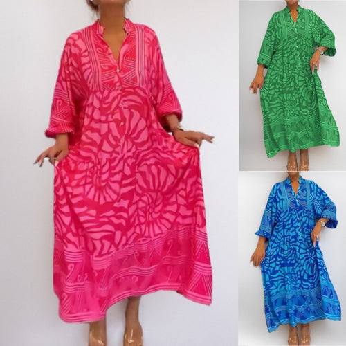 Damen Langärmliges Tunika-Kleid mit modernem grafischen Muster Drune