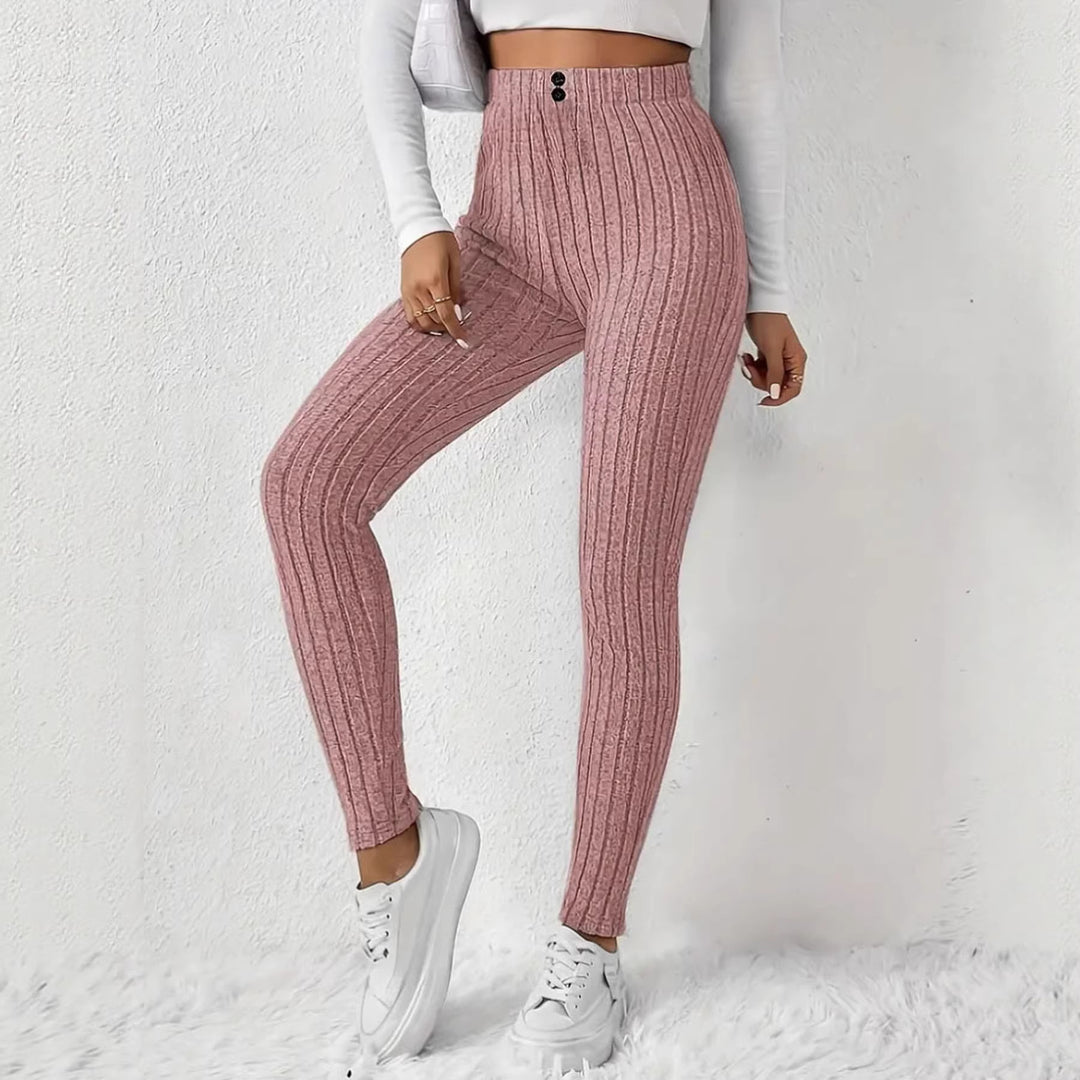 Damen Hochtaillierte Rippstrickleggings Drune