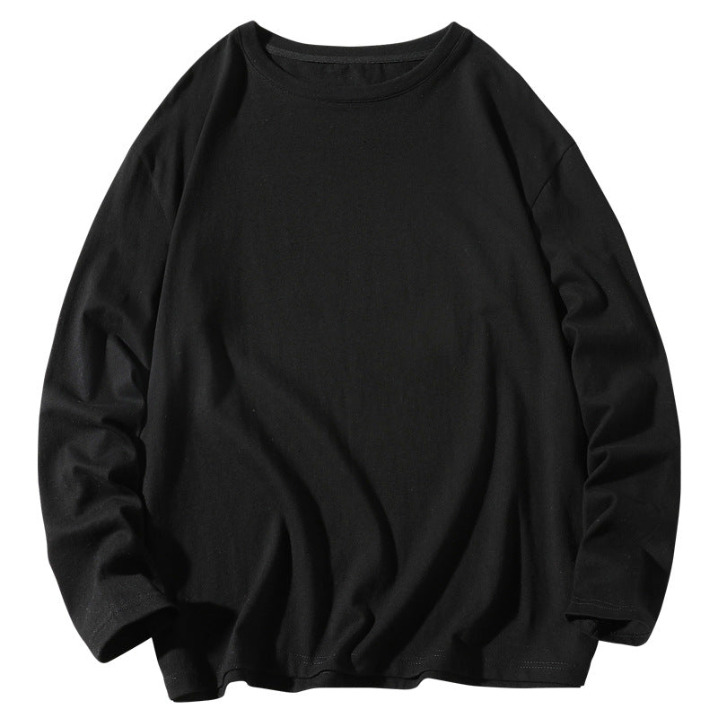 Herren nan lässiges Baumwoll-Basic-Langarmshirt mit Rundhals, Relaxed Fit und verstärkter Saumverarbeitung Drune