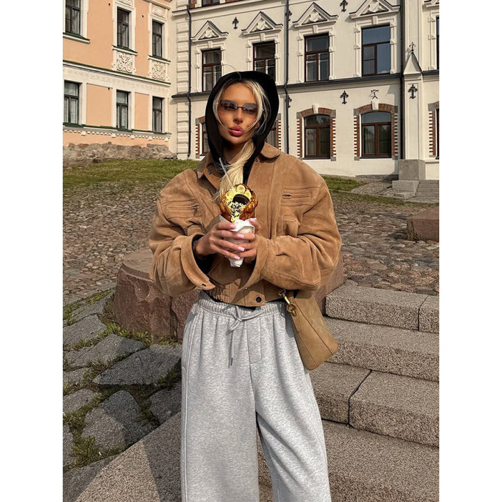 Damen Kunstleder-Windjacke mit tailliertem Schnitt und innovativen Details Drune