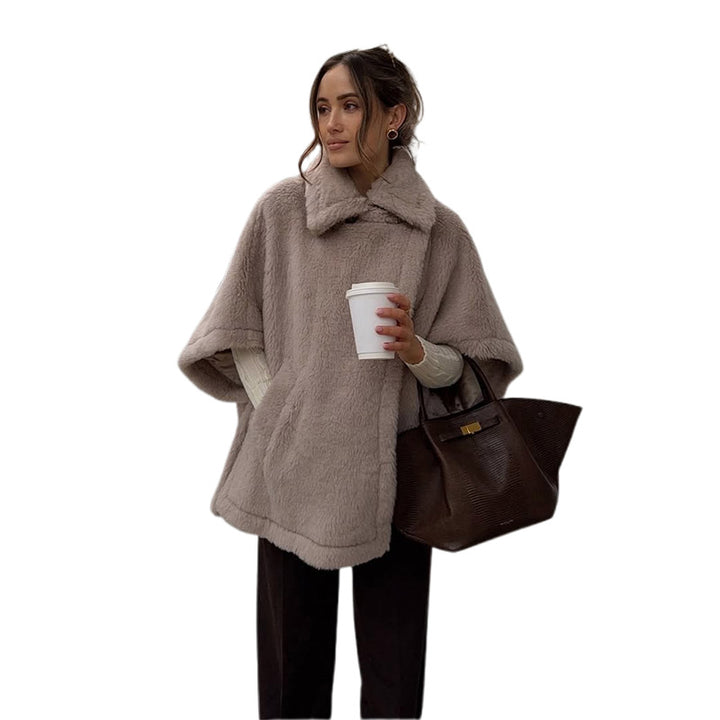Damen Flauschiger Poncho Drune