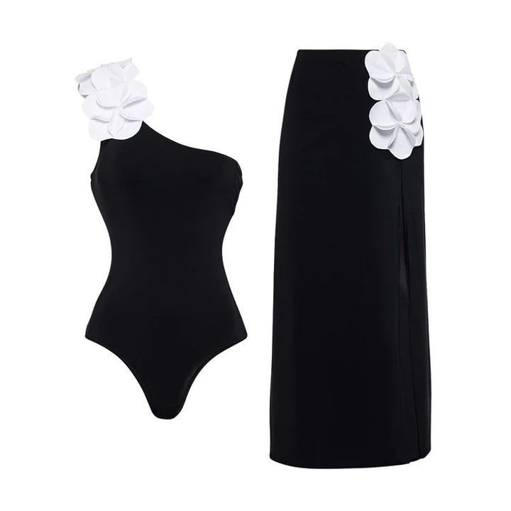 Damen Schwimmanzug mit floralem Oberteil und eleganter Maxi-Rock Drune