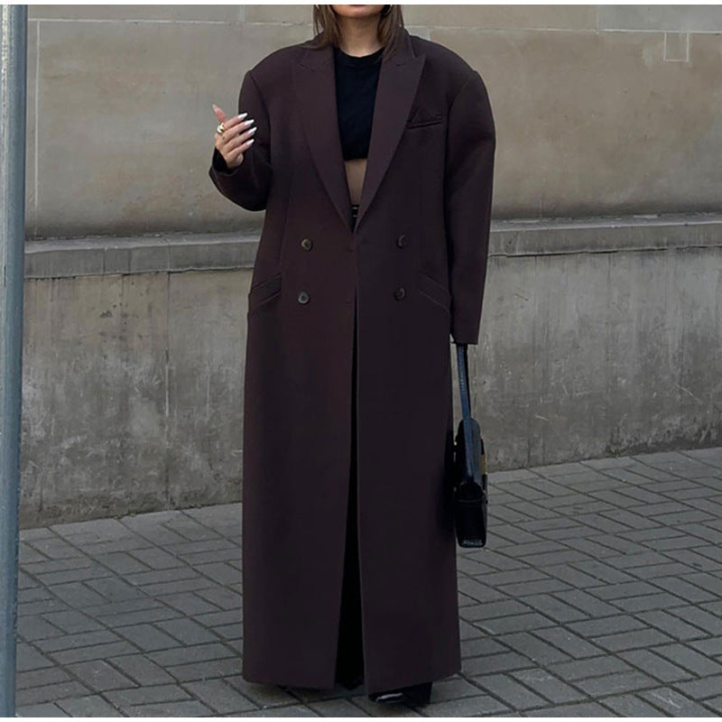 Damen Oversized Doppelreiher Blazer Drune