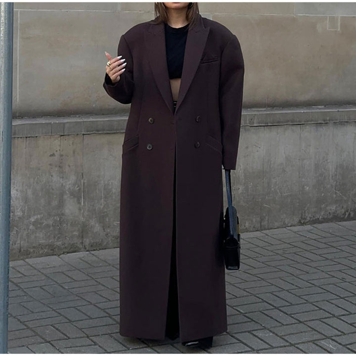 Damen Oversized Doppelreiher Blazer Drune