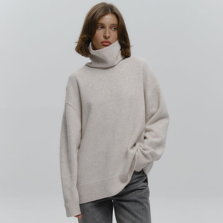 Damen Strickpullover mit hohem Kragen und lässigem Schnitt Drune