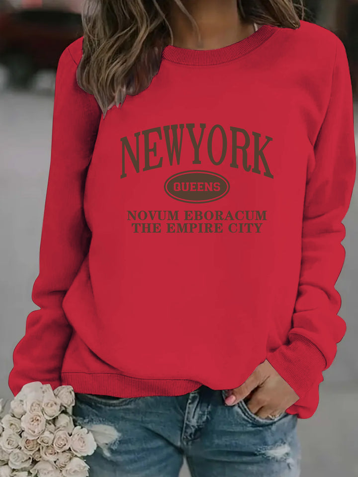 Damen Sweatshirt mit stylischem New Yorker Schriftzug Drune