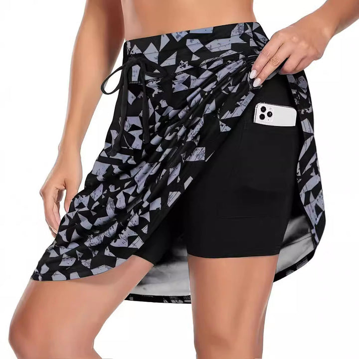 Damen High-Waist Sportrock mit integriertem Shorts und praktischen Taschen Drune