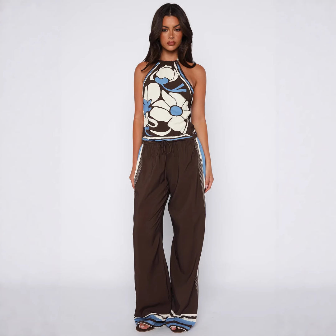 Damen Haltertop mit floralem Muster und weichem Baumwollstoff Drune