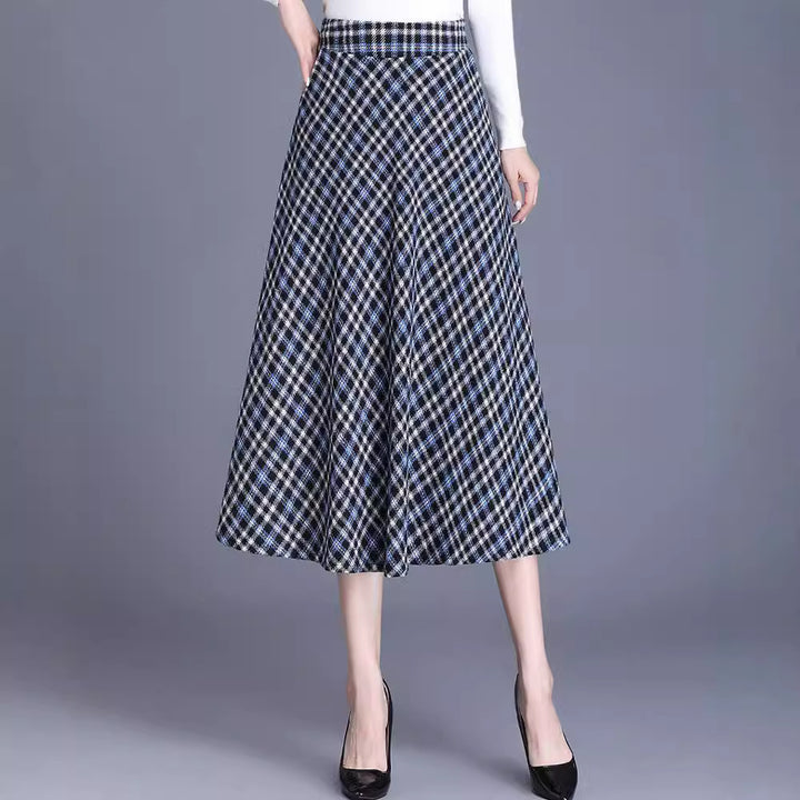 Damen Midirock im eleganten Karo-Design mit schwingendem Schnitt Drune