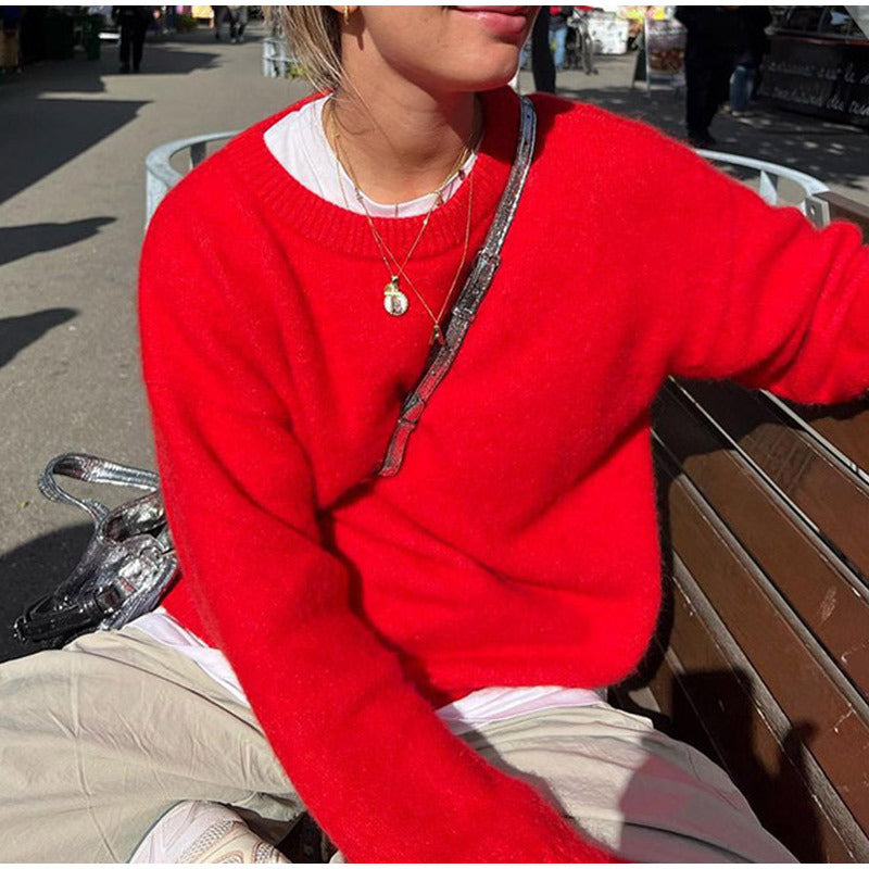 Damen entspannter Strickpullover mit lässigem Schnitt und weichen Materialien Drune