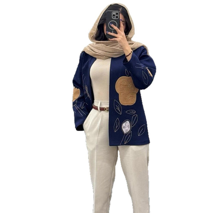 Damen modische Blazerjacke mit floralen Stickereien Drune
