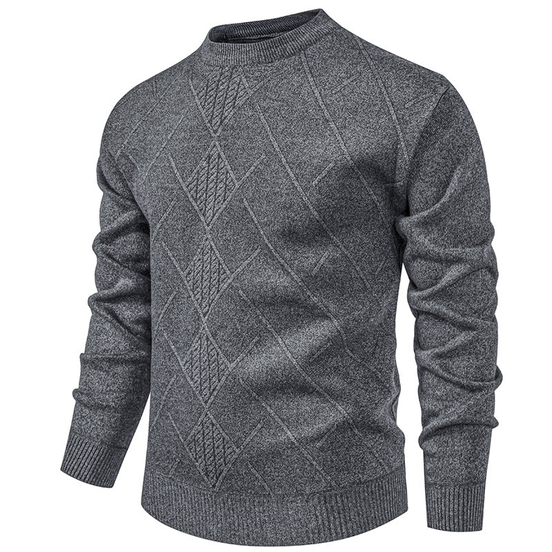 Herren Feiner Strickpullover mit strukturiertem Zopfmuster und Rundhalsausschnitt Drune