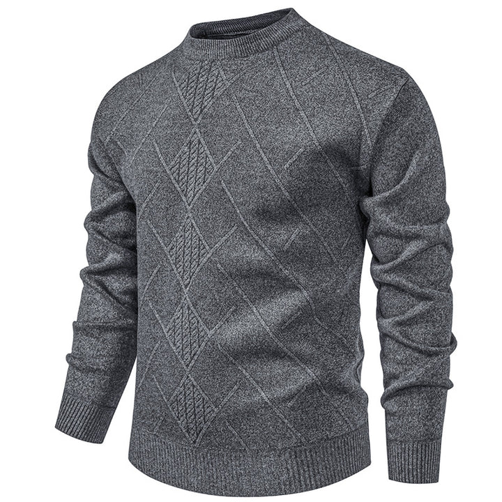 Herren Feiner Strickpullover mit strukturiertem Zopfmuster und Rundhalsausschnitt Drune