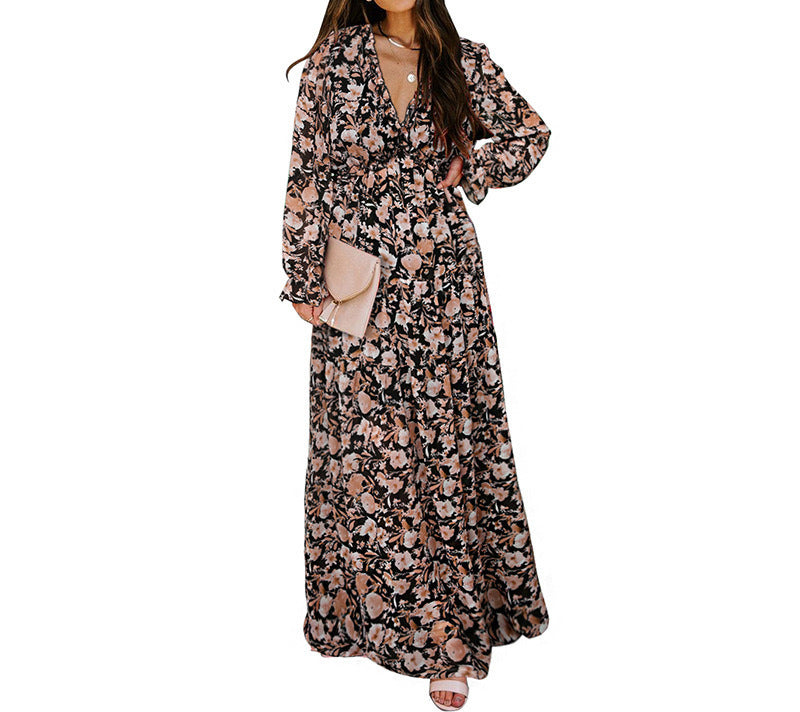Damen Maxikleid mit floralen Mustern Drune