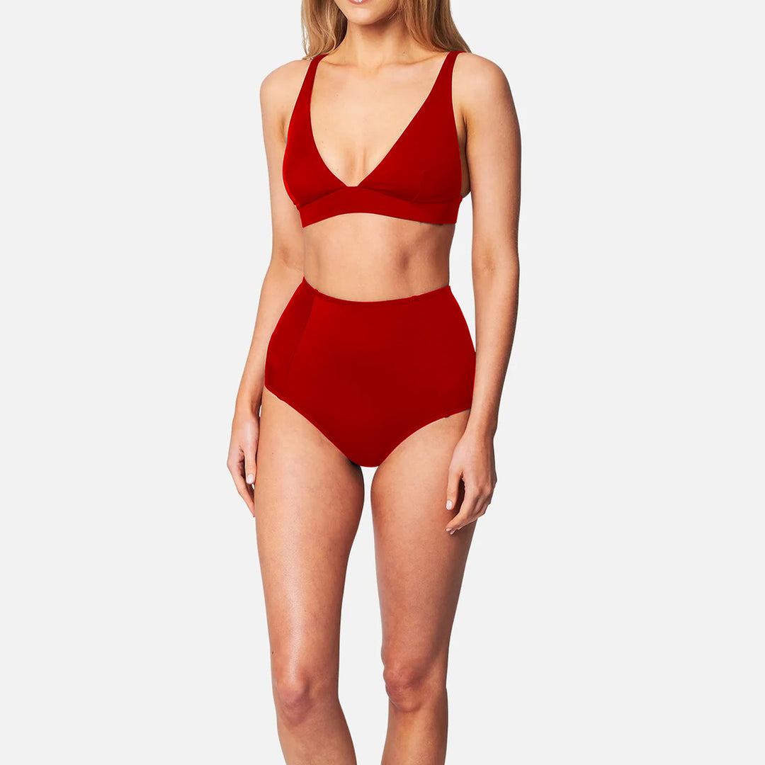 Damen Hochgeschnittener Bikini mit tiefem V-Ausschnitt Drune
