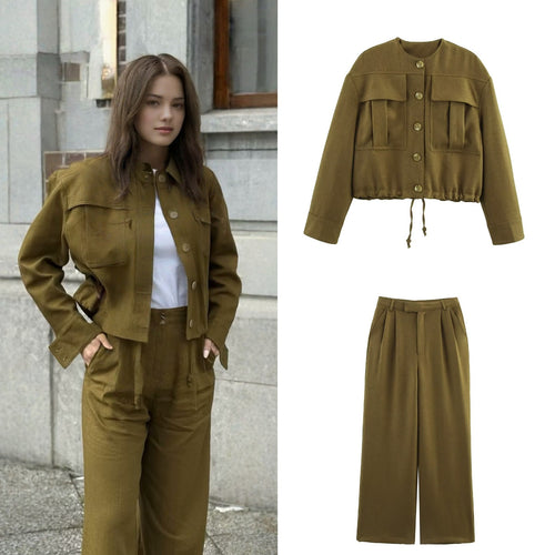 Damen weite Hose mit hohem Bund und Faltenwurf Drune