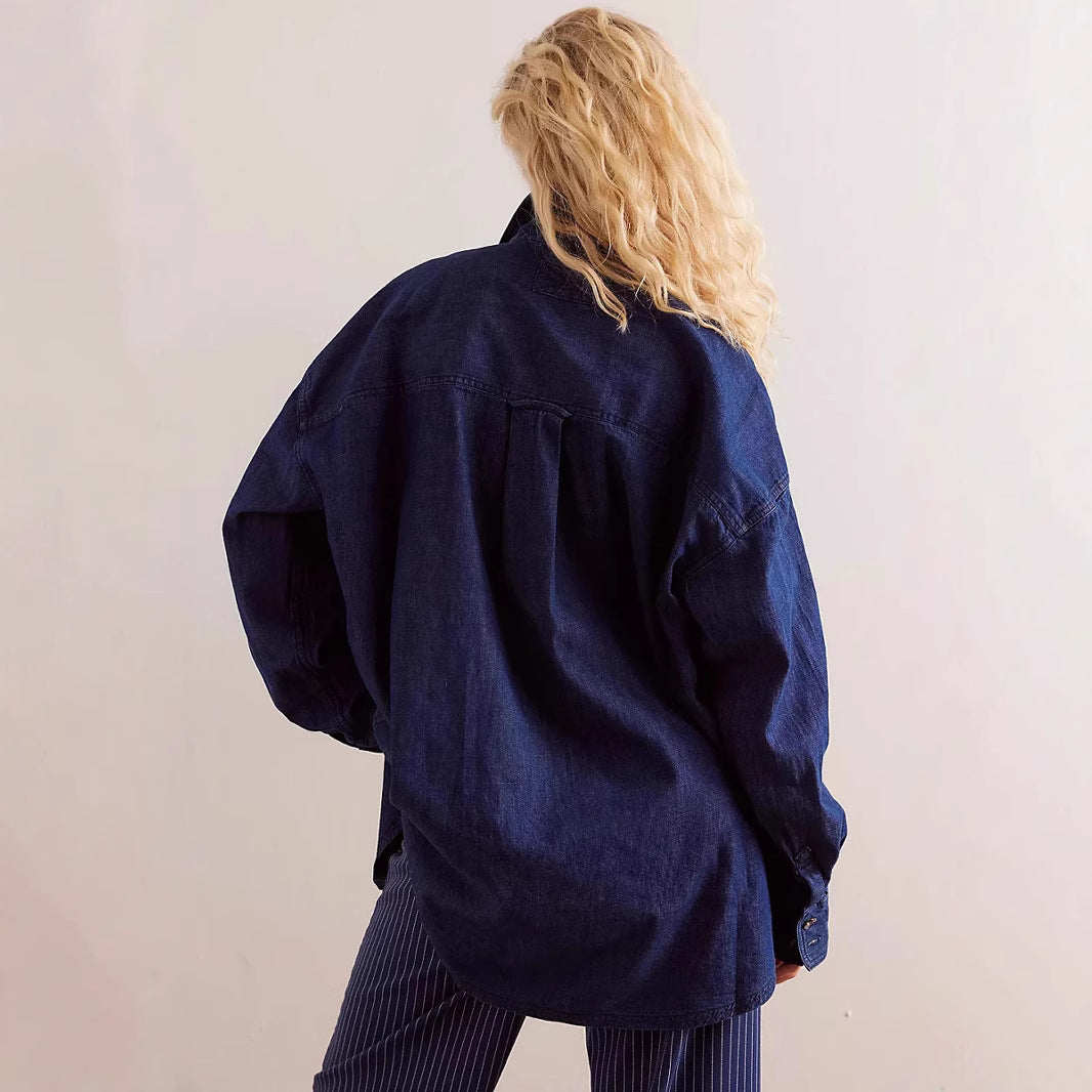 Damen Oversized Denim Hemd Drune