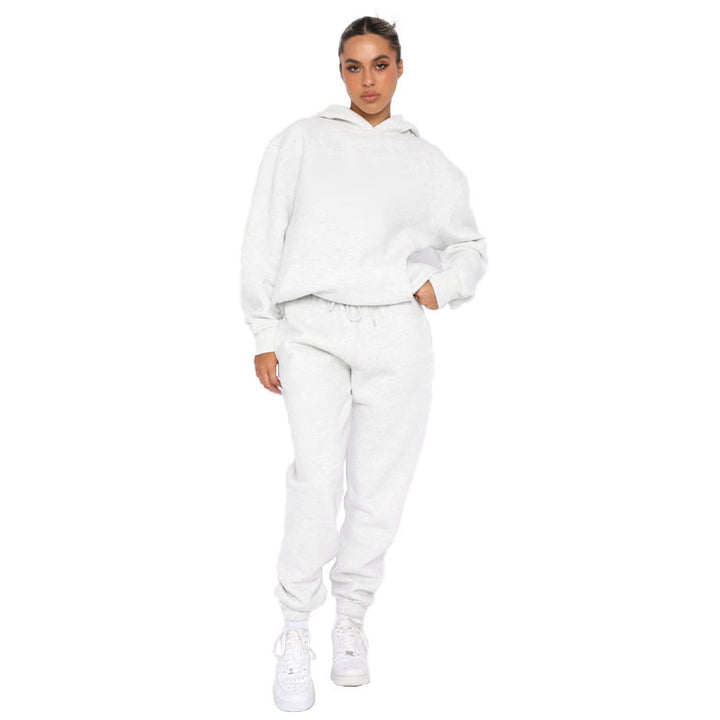 Damen nan lässiges Oversize-Kapuzenloungewear-Set mit fleecegefüttertem Hoodie und hochgeschnittener Jogginghose Drune