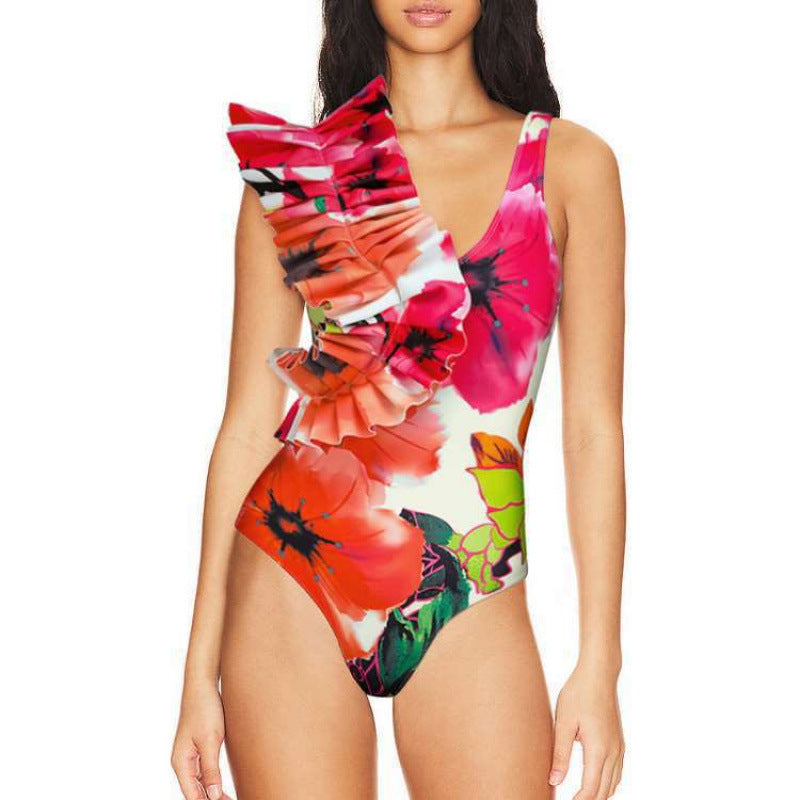 Damen Badeanzug mit voluminösem Rüschendetail und eleganter Wickelrock-Option Drune