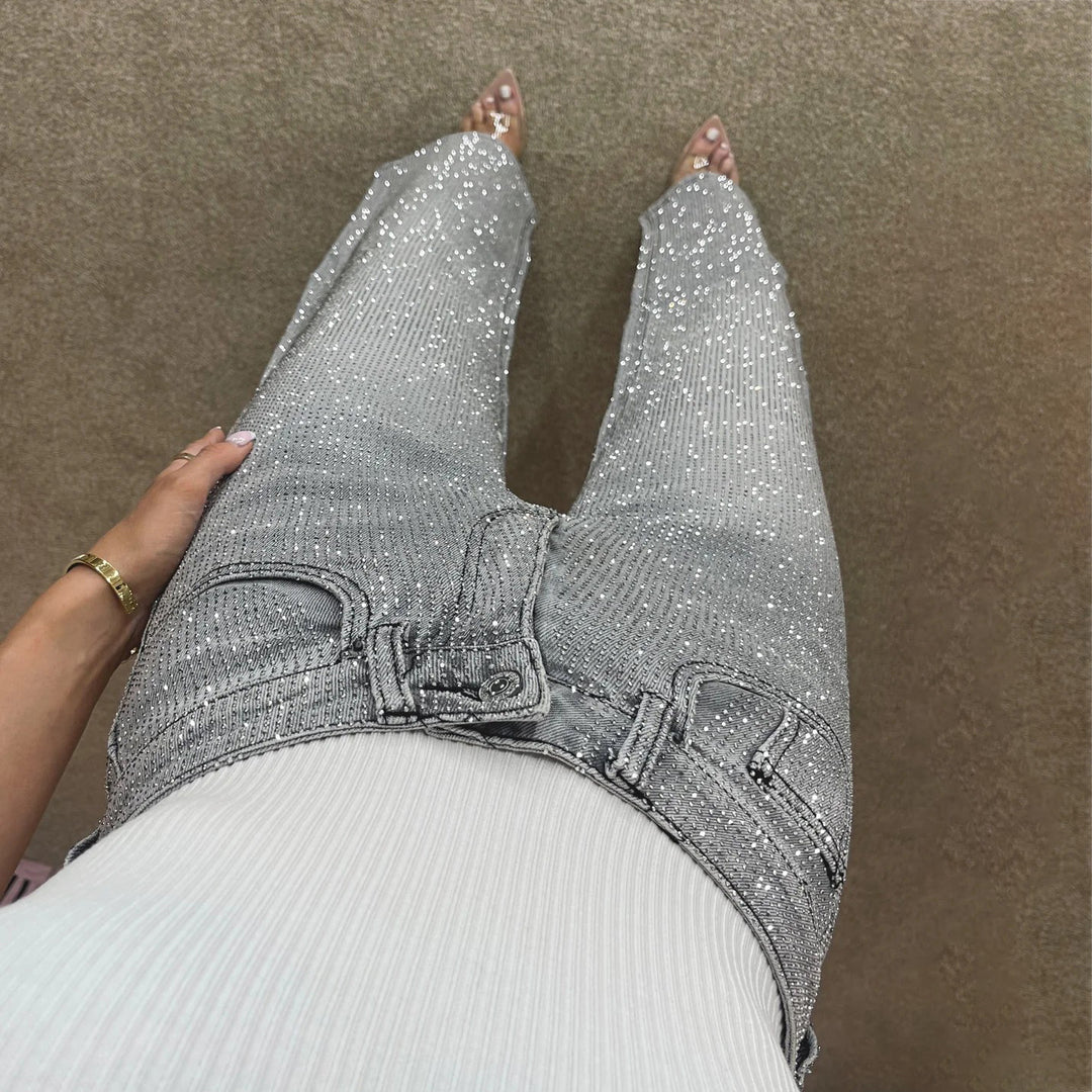 Damen Jeans mit glitzernden Applikationen und lässigem Schnitt Drune