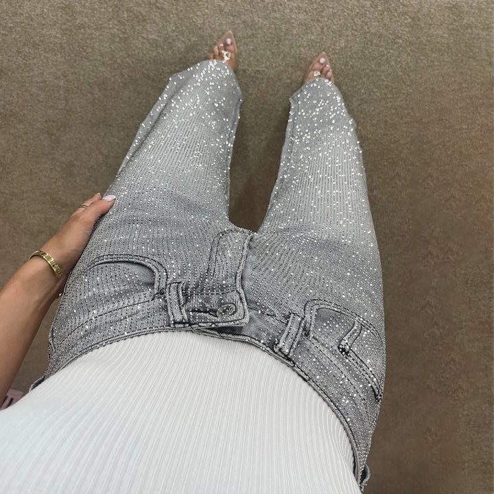Damen Jeans mit glitzernden Applikationen und lässigem Schnitt Drune