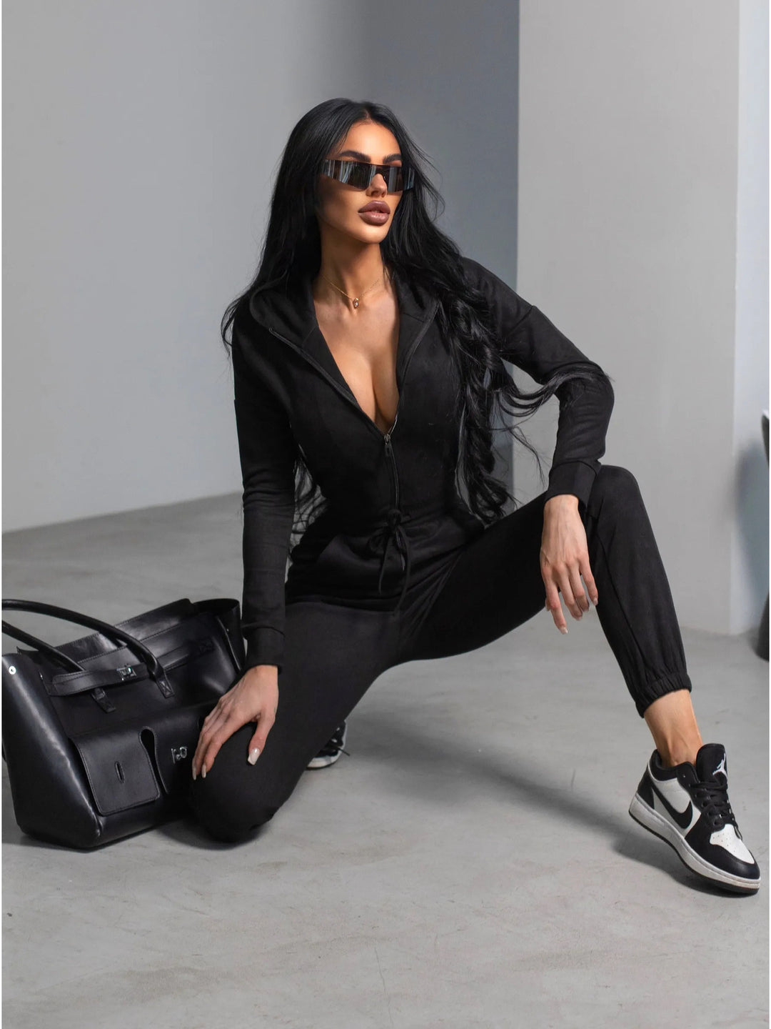 Damen Fleece-Jumpsuit mit praktischem Reißverschluss und elastischem Bund Drune