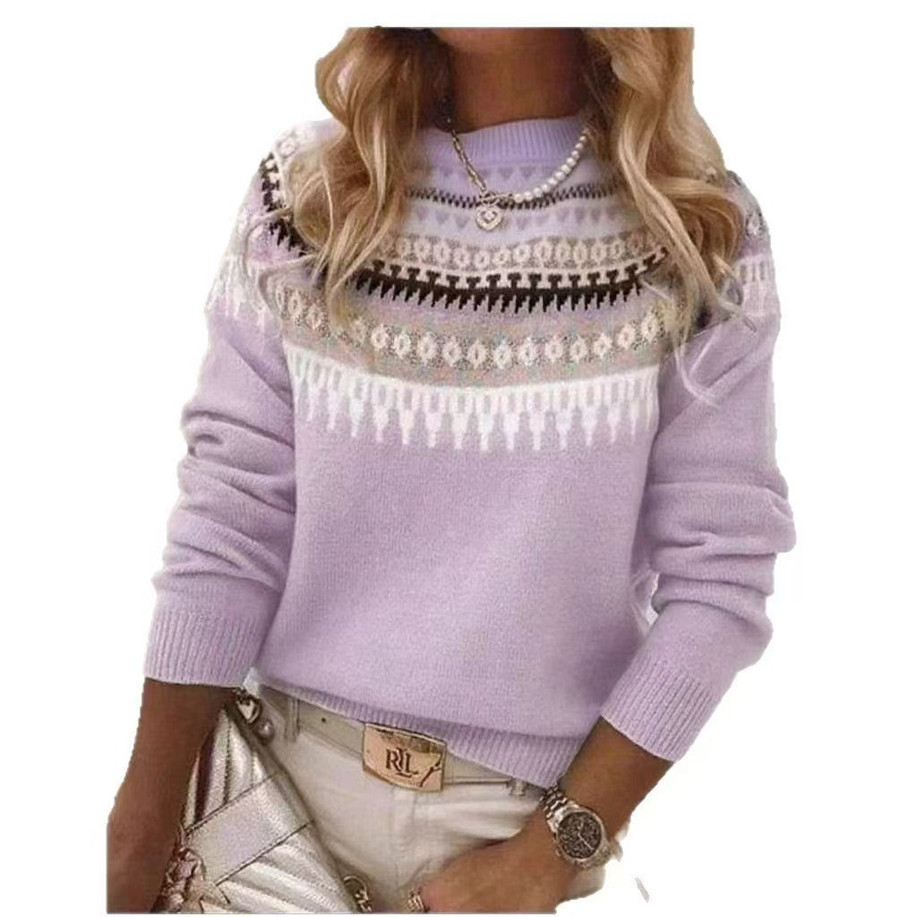 Damen nan Norwegerpullover aus Wollmix mit Rundhalsausschnitt und traditionellem Fair-Isle-Yoke Drune