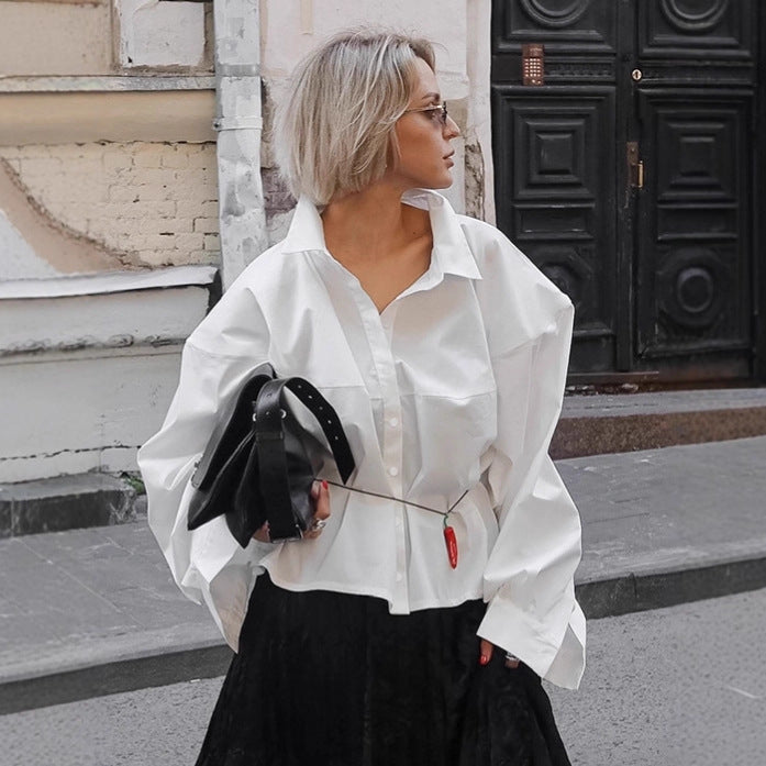 Damen Oversized Hemdbluse mit einzigartigen Ärmeldetails und tailliertem Schnitt Drune