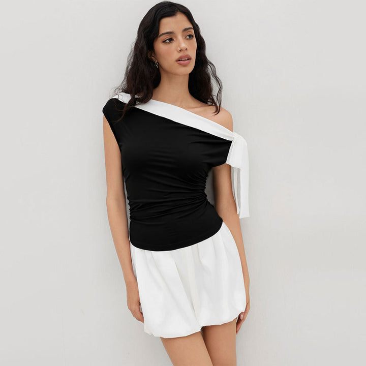 Damen Oberteil mit off-shoulder Design und verspieltem Schleifenverschluss Drune