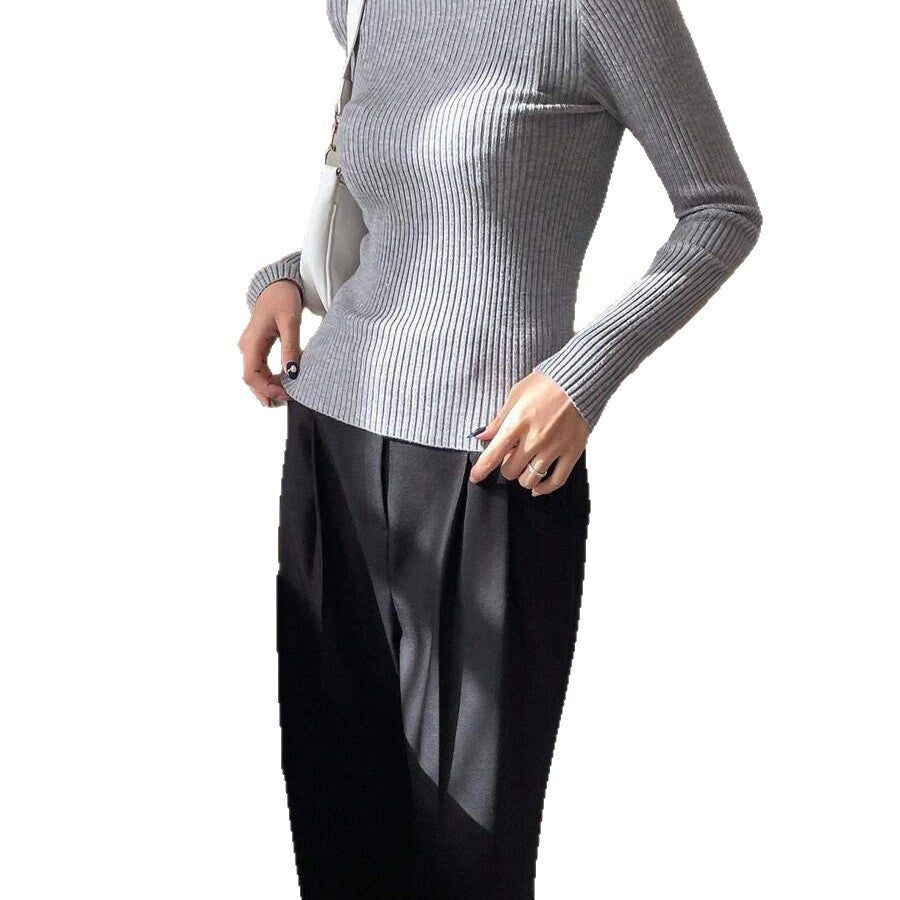 Damen Hochwertiger Stehkragen Pullover Drune
