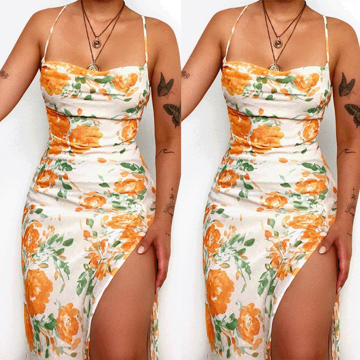 Damen Blumenmuster Maxikleid Drune