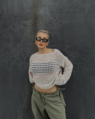Damen luftiger Netzpullover Drune