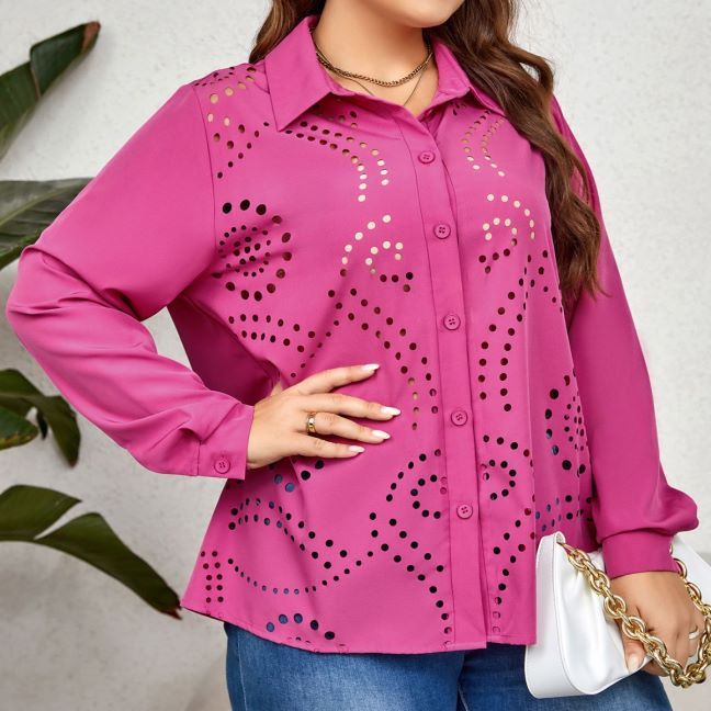 Damen Bluse mit einzigartigem Lochmuster und eleganten Details Drune