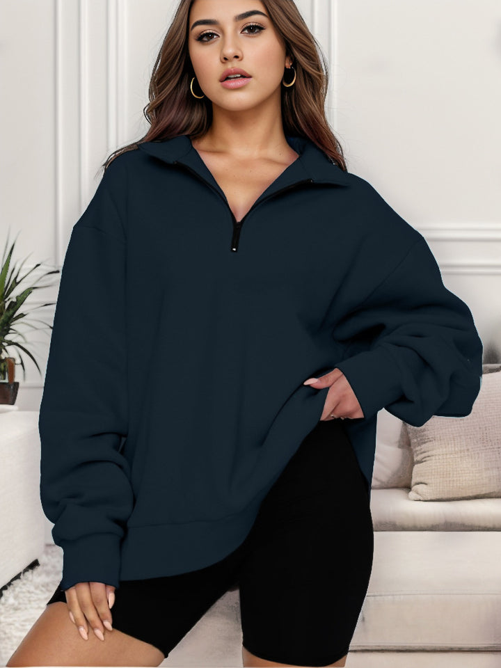 Damen Oversized Sweatshirt mit Stehkragen Drune