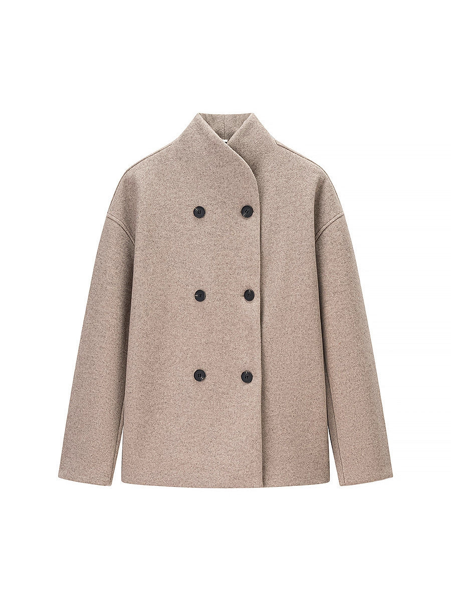 Damen elegante Winterjacke mit doppelter Knopfleiste und Stehkragen Drune