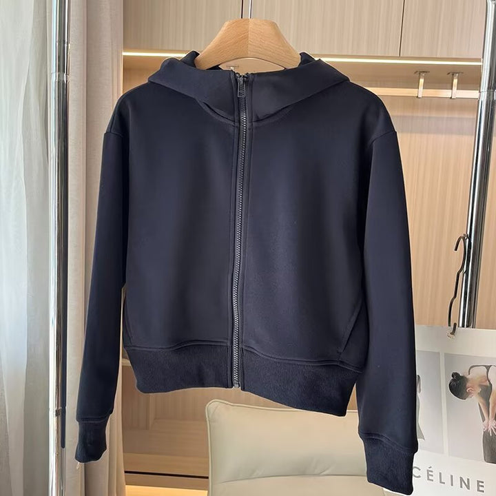 Damen bequeme Kapuzenjacke mit innovativem Reißverschluss Drune