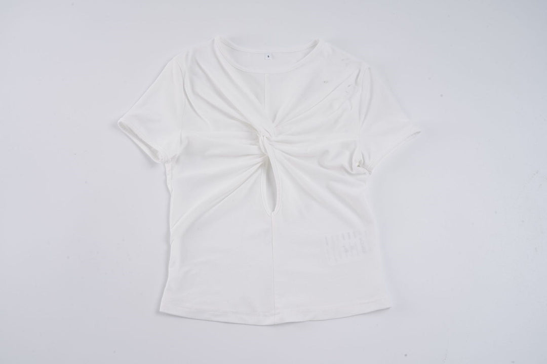 Damen Kurzarmshirt mit raffiniertem Knotendesign Drune