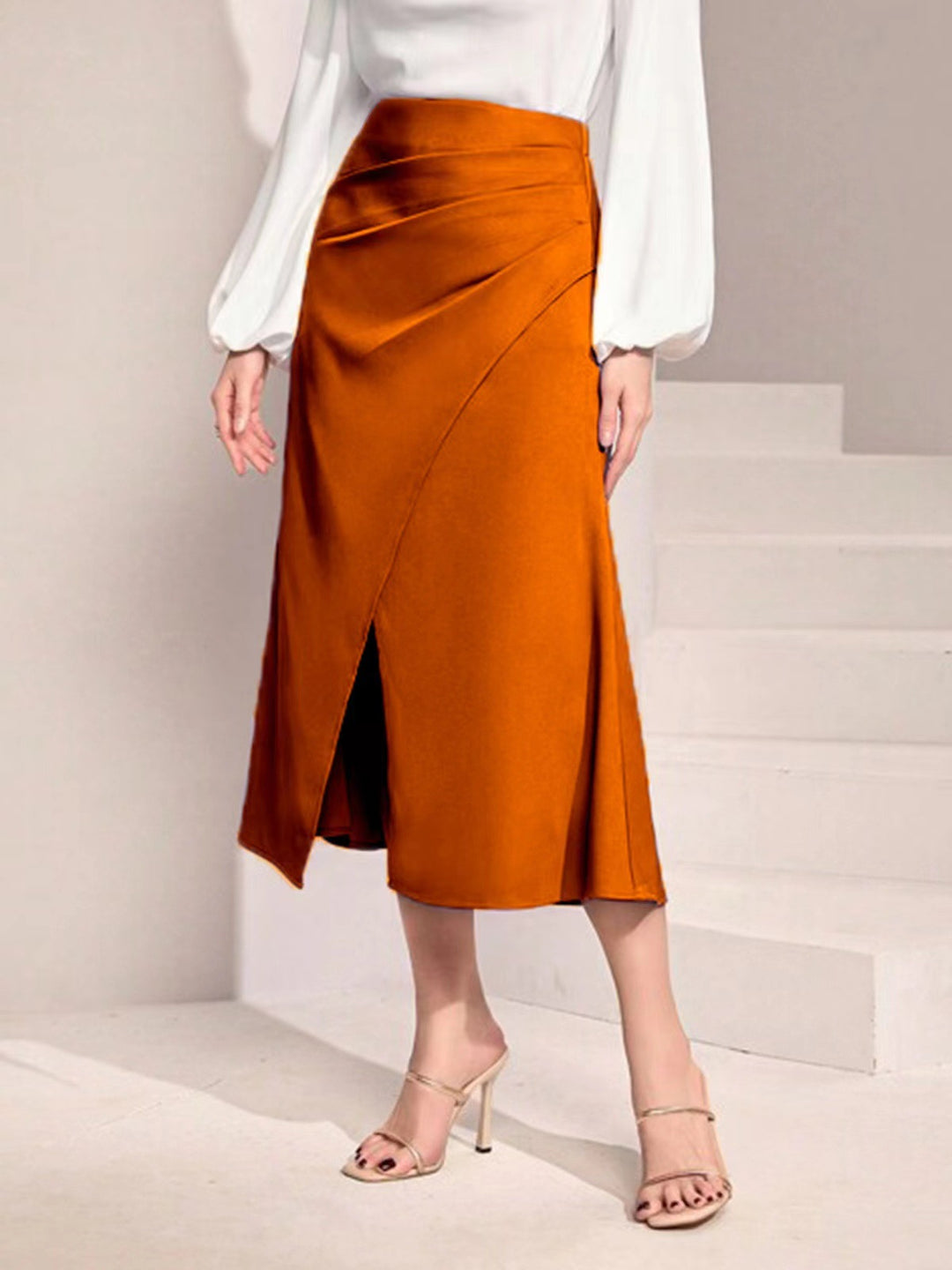 Damen Midirock mit asymmetrischem Schnitt und elegantem Schlitz Drune