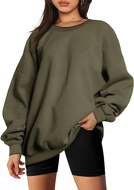 Damen nan extralanger Oversize-Sweatpullover mit Ballonärmeln, geripptem Saum und angerauter Innenseite Drune
