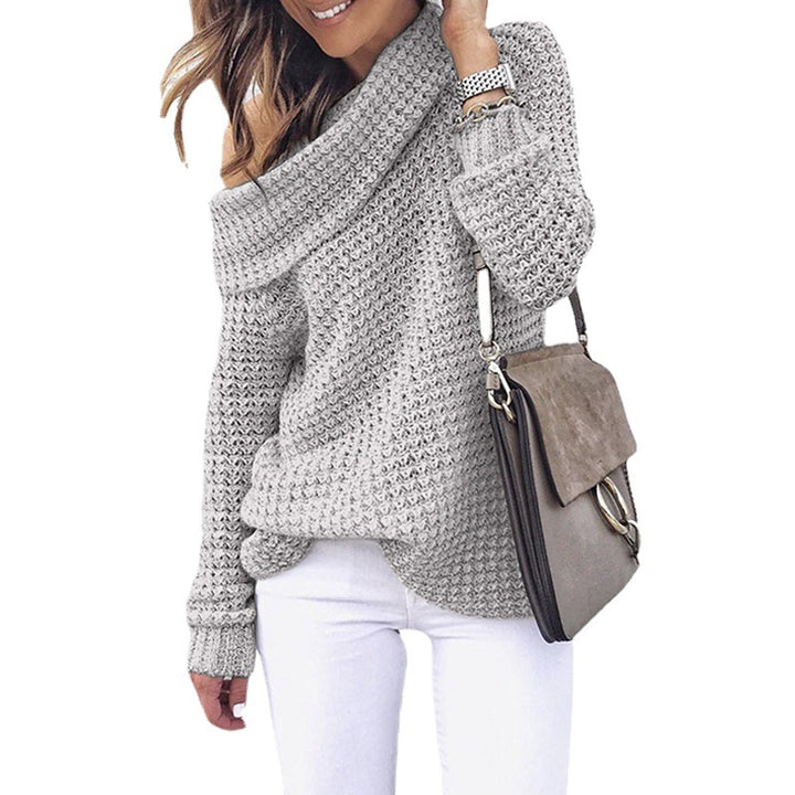 Damen Strickpullover mit schulterfreiem Design und strukturierter Oberfläche Drune