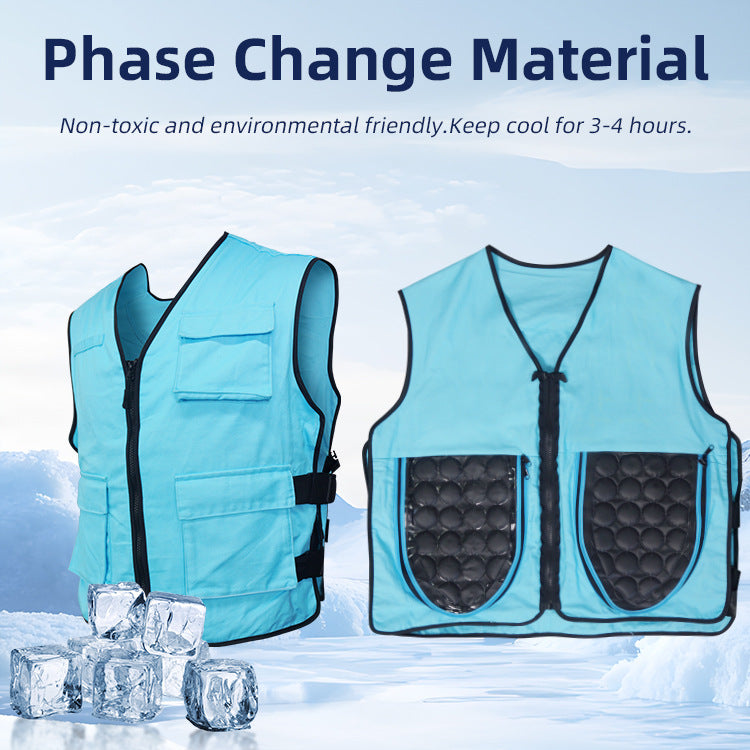 Unisex nan kühlende Weste mit wiederverwendbaren Gelkühleinsätzen, verstellbaren Seitenschnallen und Mehrfachtaschen Drune