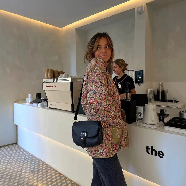 Damen elegante Jacquardjacke im Boho-Stil mit lockerer Passform Drune