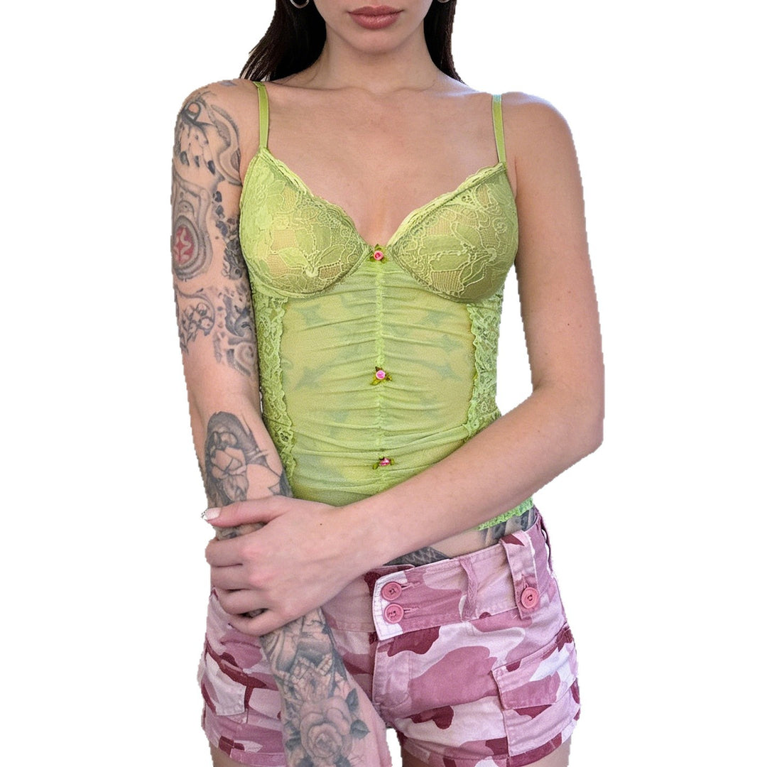 Damen Spitzentop mit raffinierten Knopfdetails Drune