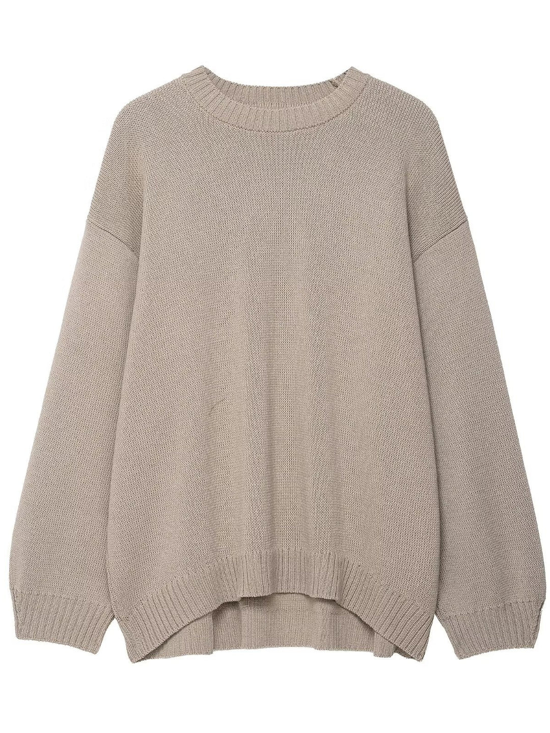 Damen lässiger Strickpullover mit überschnittenen Schultern und weitem Saum Drune