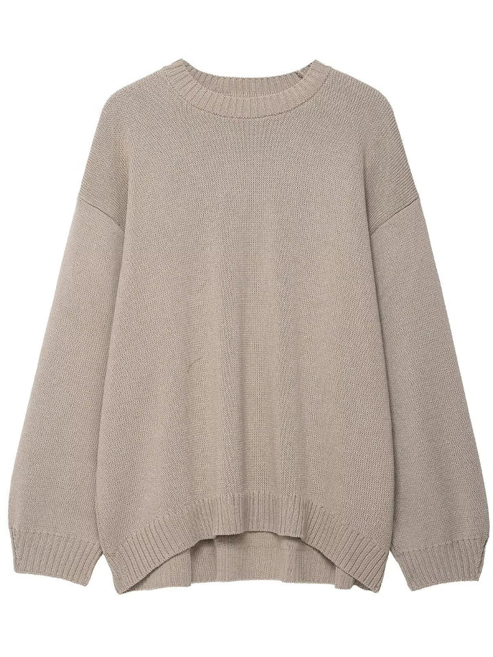 Damen lässiger Strickpullover mit überschnittenen Schultern und weitem Saum Drune