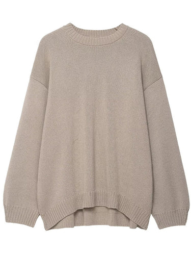 Damen lässiger Strickpullover mit überschnittenen Schultern und weitem Saum Drune