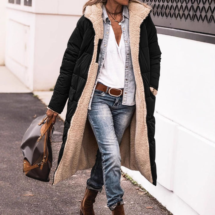 Damen Lange Steppjacke mit kuscheligem Fleece-Futter Drune
