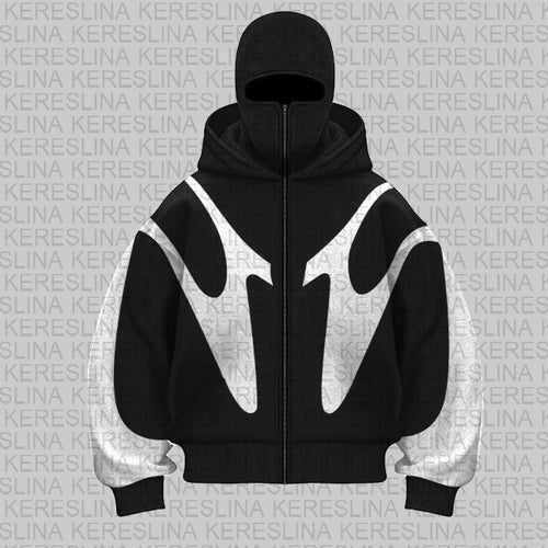 Damen stylische Kapuzenjacke mit kontrastierenden Farbblockierungen und hohem Kragen Drune