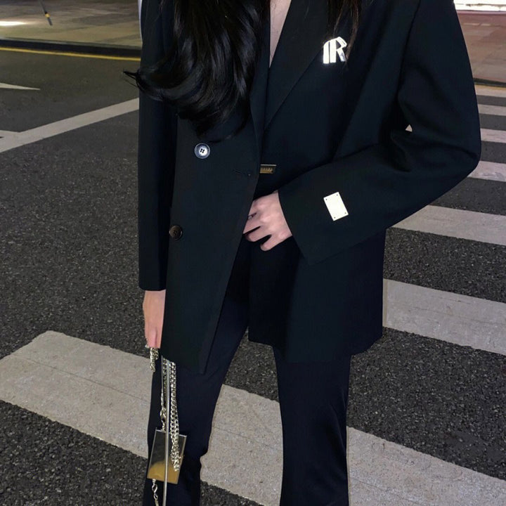 Damen Oversized Zweireiher-Blazer mit modernen Details Drune